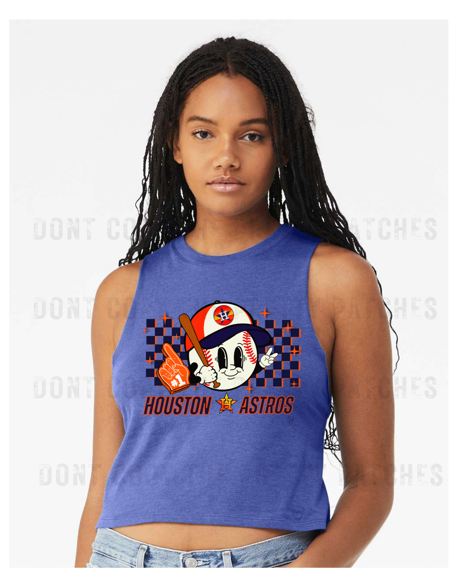 Houston astros baseball cartoon MUSCLE CROP TANK