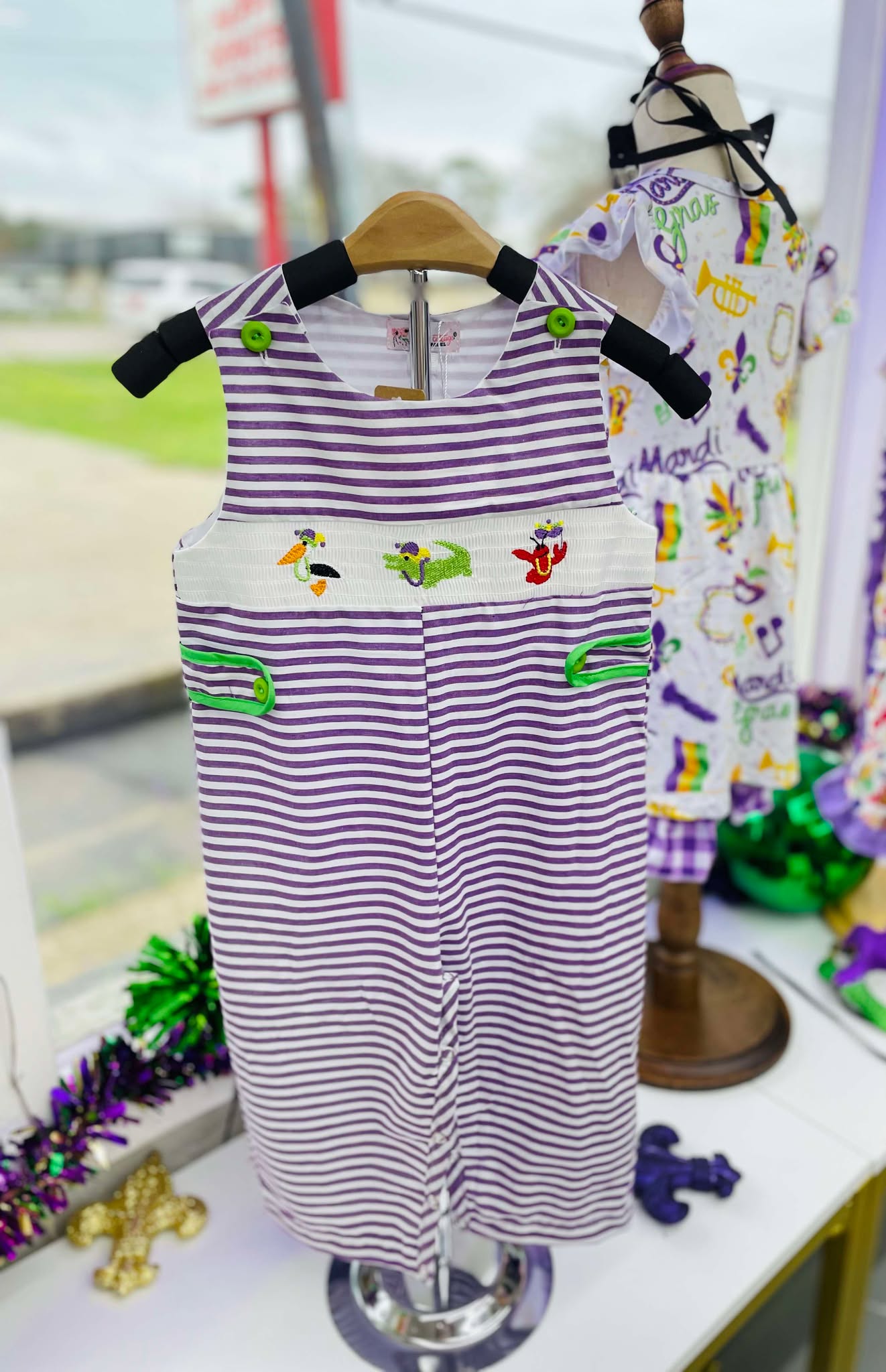 Mardi Gras Smocked Baby Jon Jon 47653