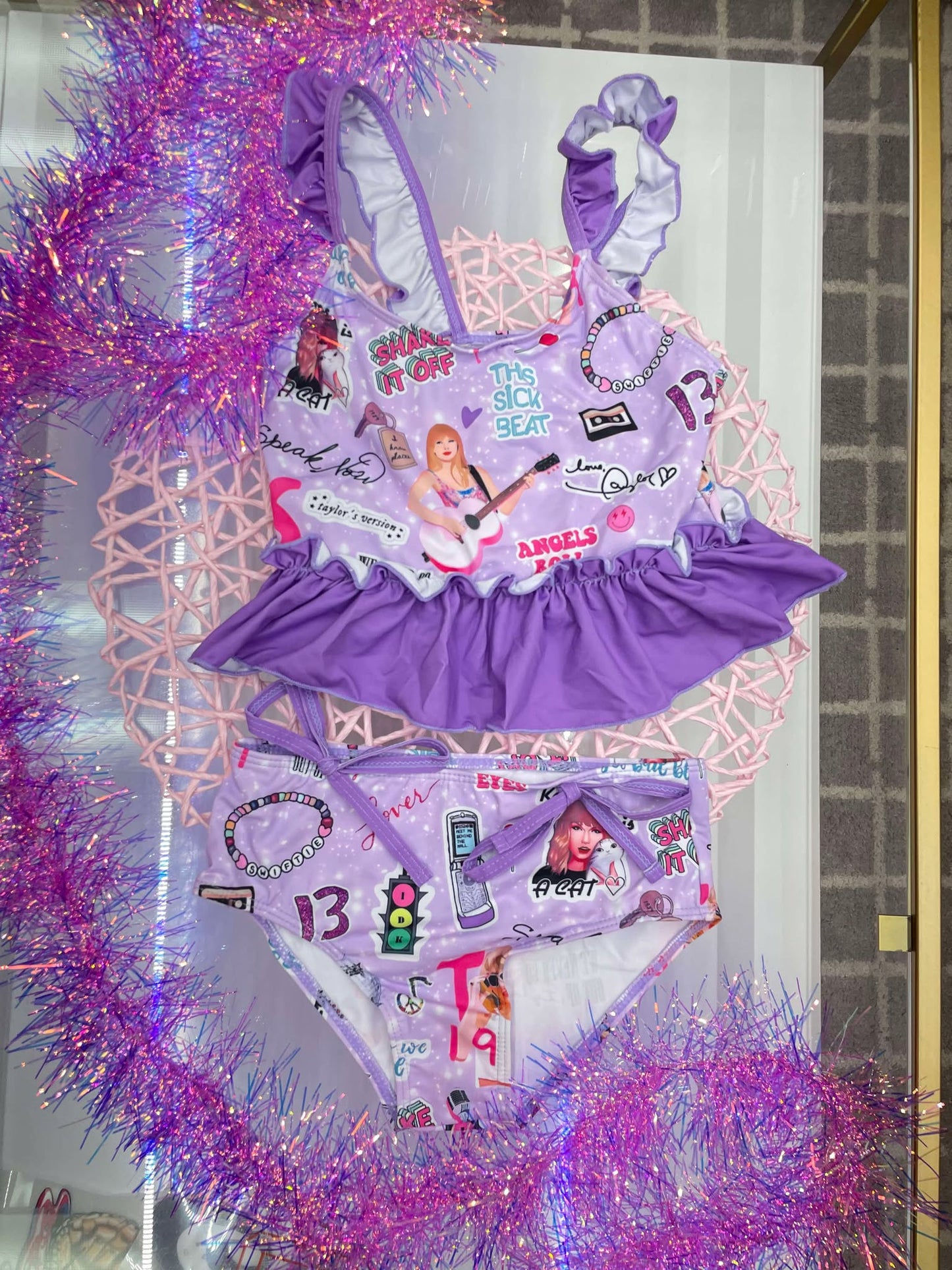 Taylor Swift Purple Two Piece Girls Swimsuit S0389