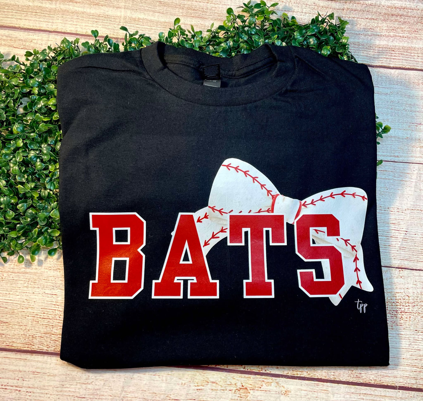 Bats with Baseball Bow - T SHIRT- (Comfort Color)