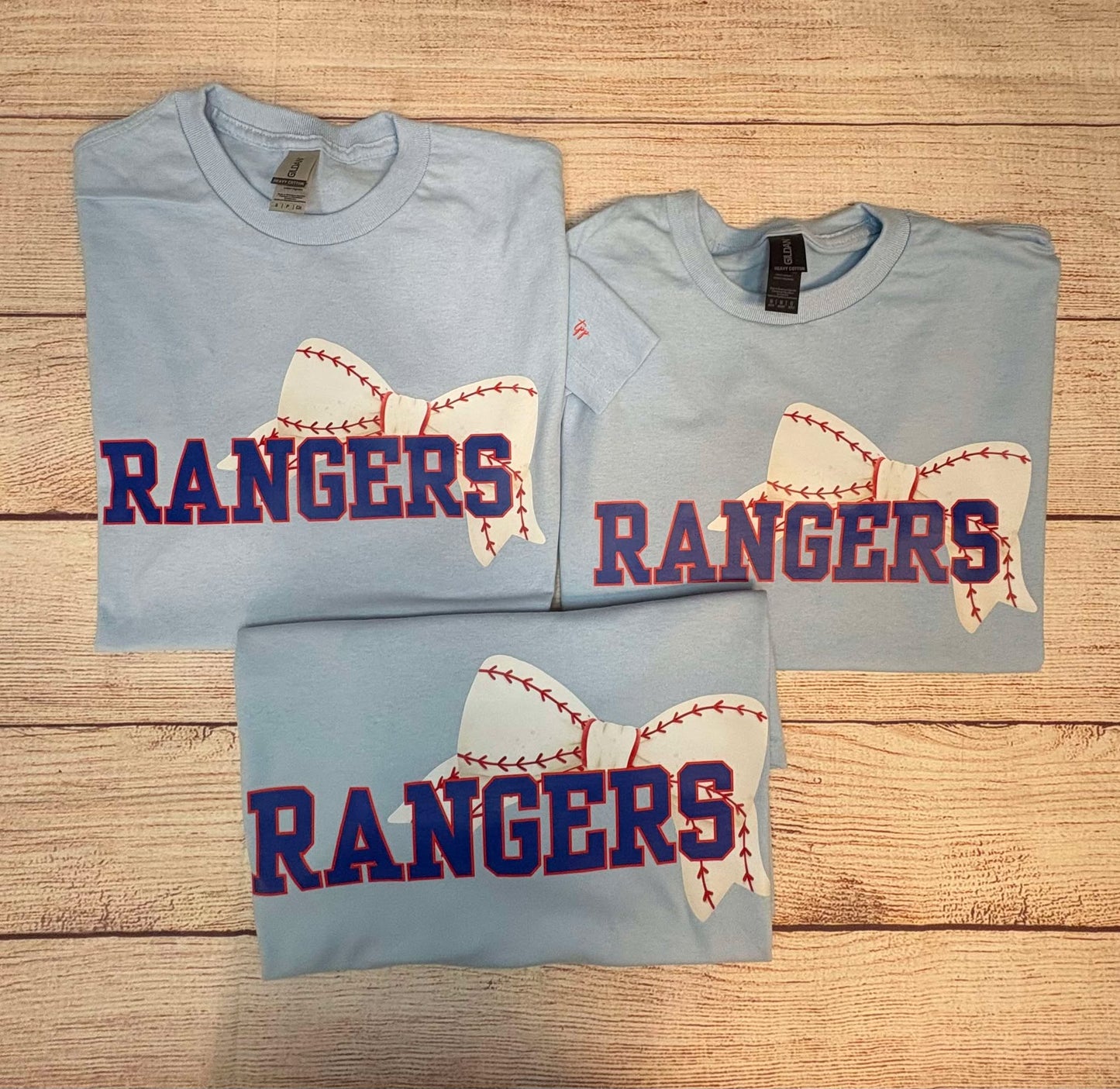 Rangers with Baseball Bow - T SHIRT - (Gildan)