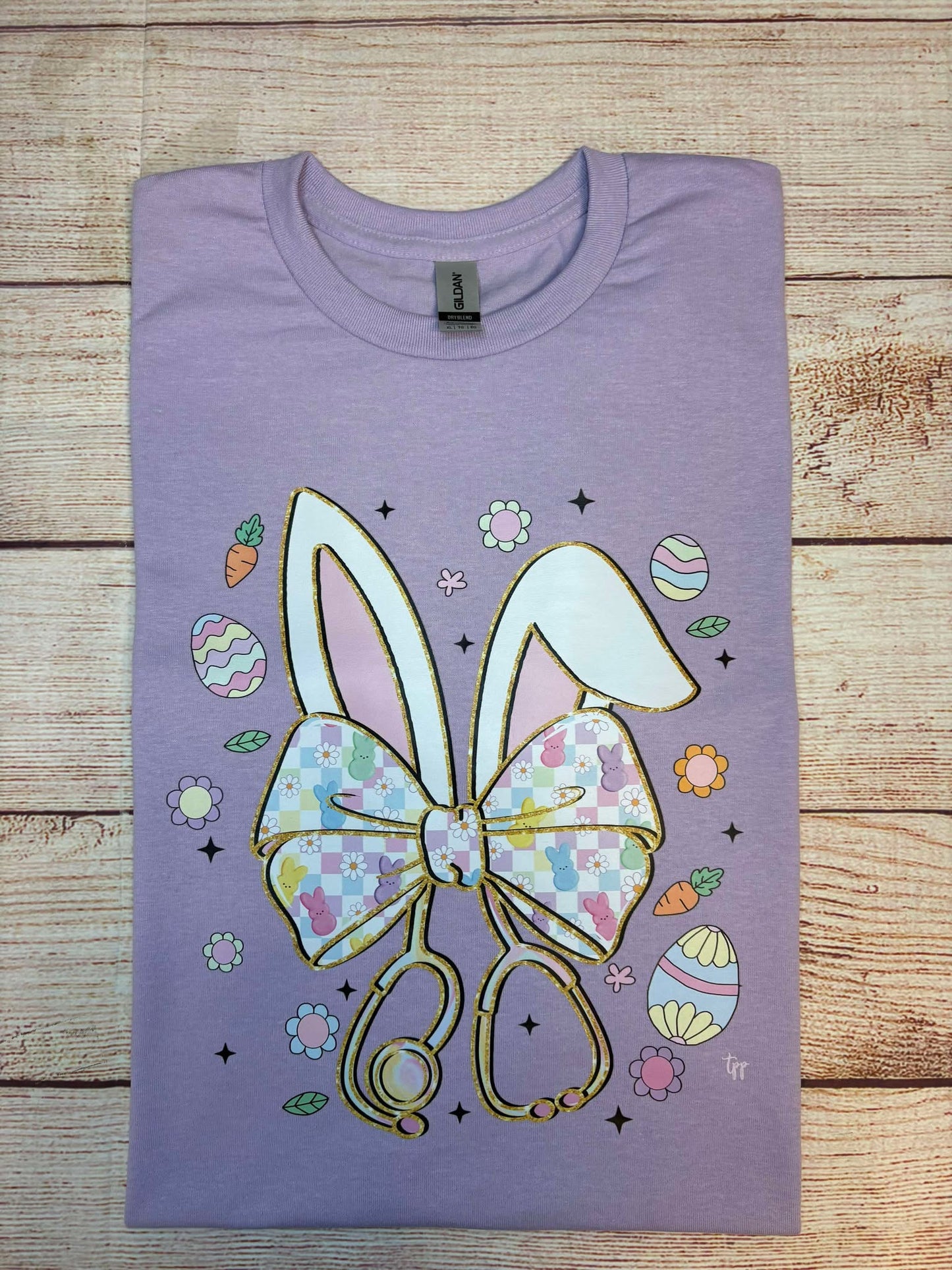 Rabbit Ears with Bow & Stethoscope - T SHIRT - (Gildan)