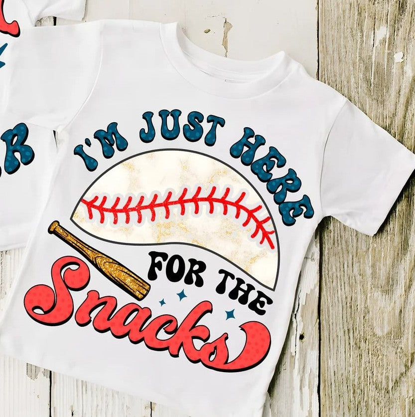 I'm Just Here for the Snacks - T SHIRT- (Jerzee/Gildan) toddler and youth only