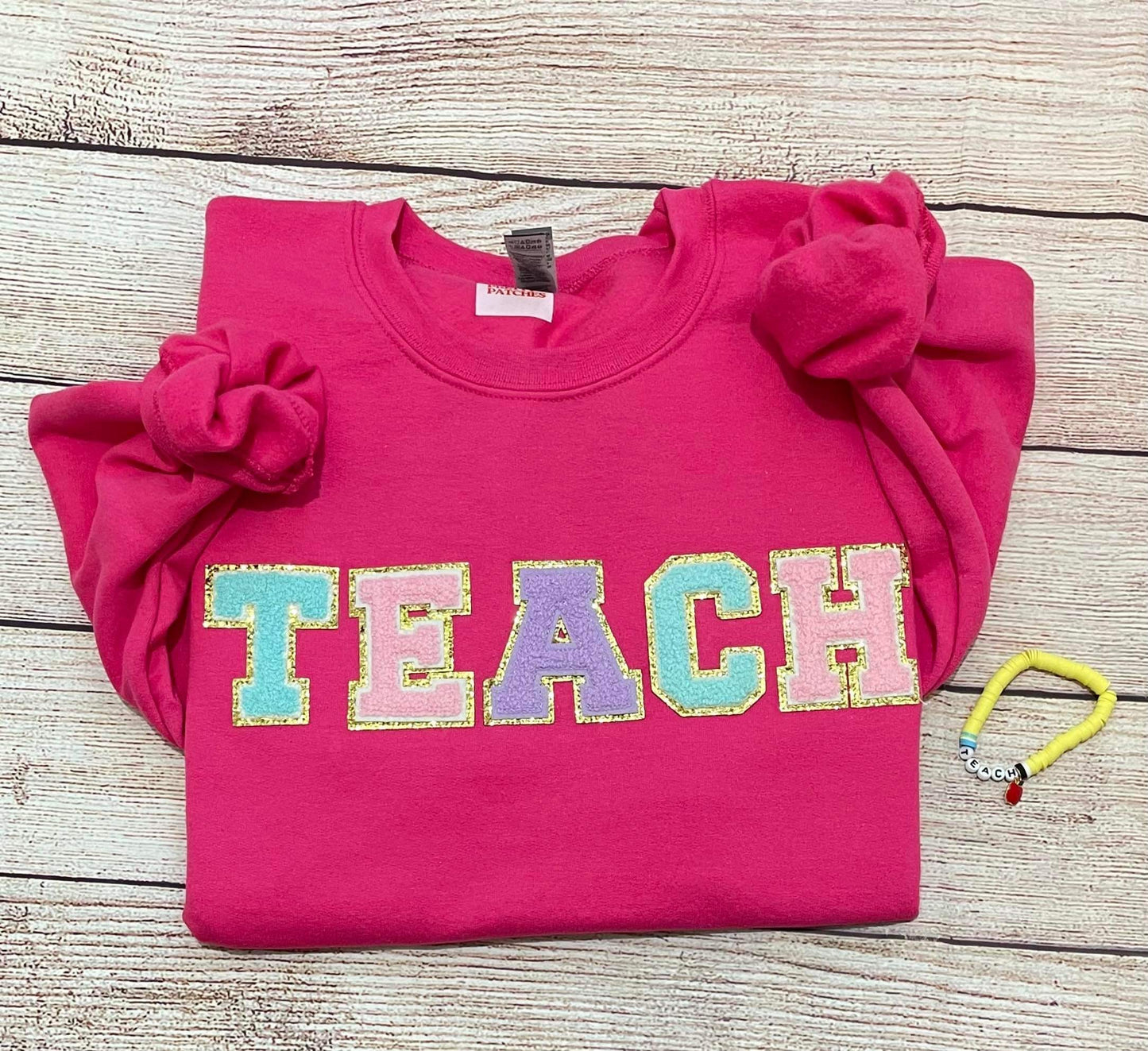 Teach chenille sweatshirt