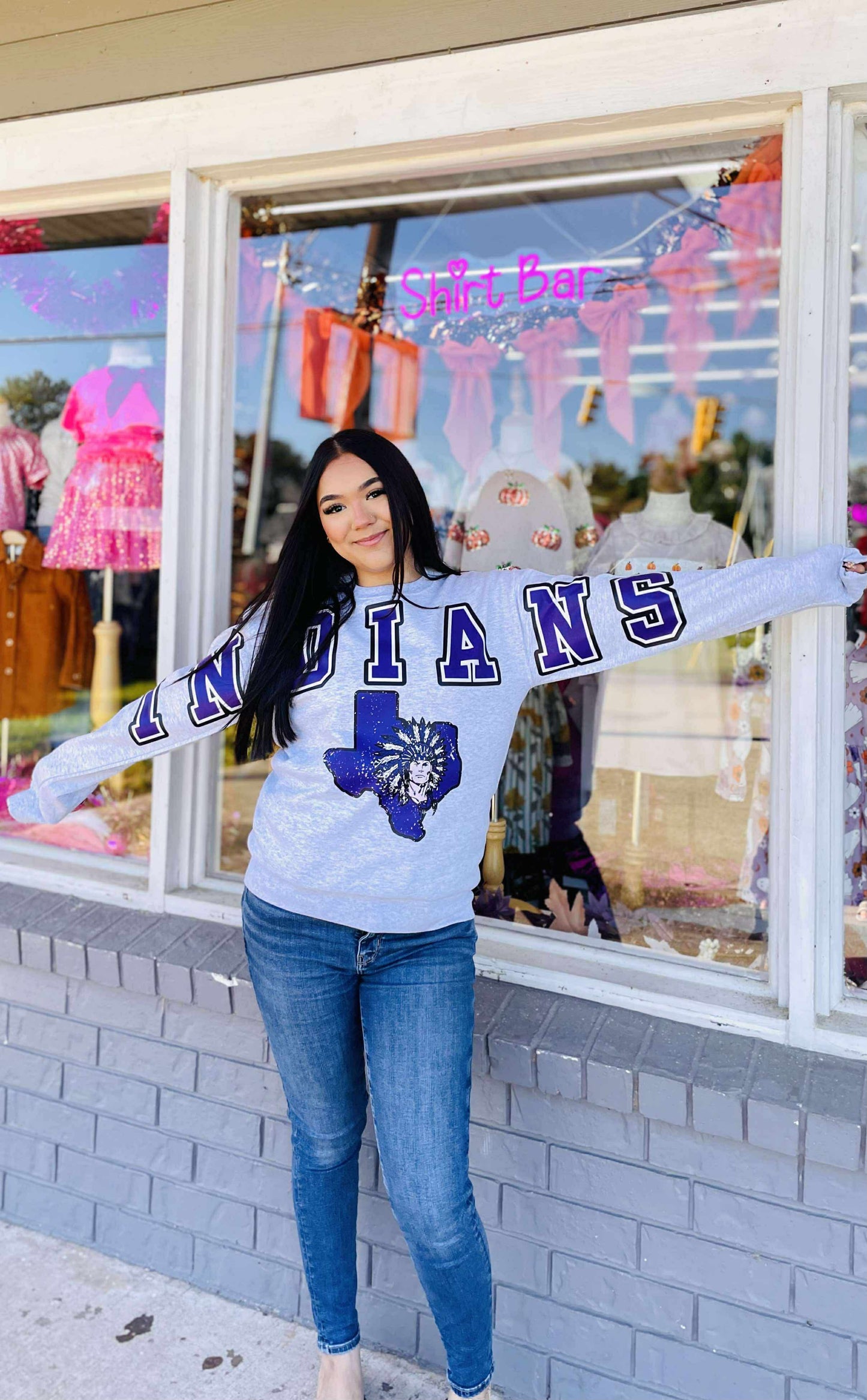 Oversized Mascot Sweatshirts with Logo - INDIANS - SWEATSHIRT - (Jerzee/Gildan)