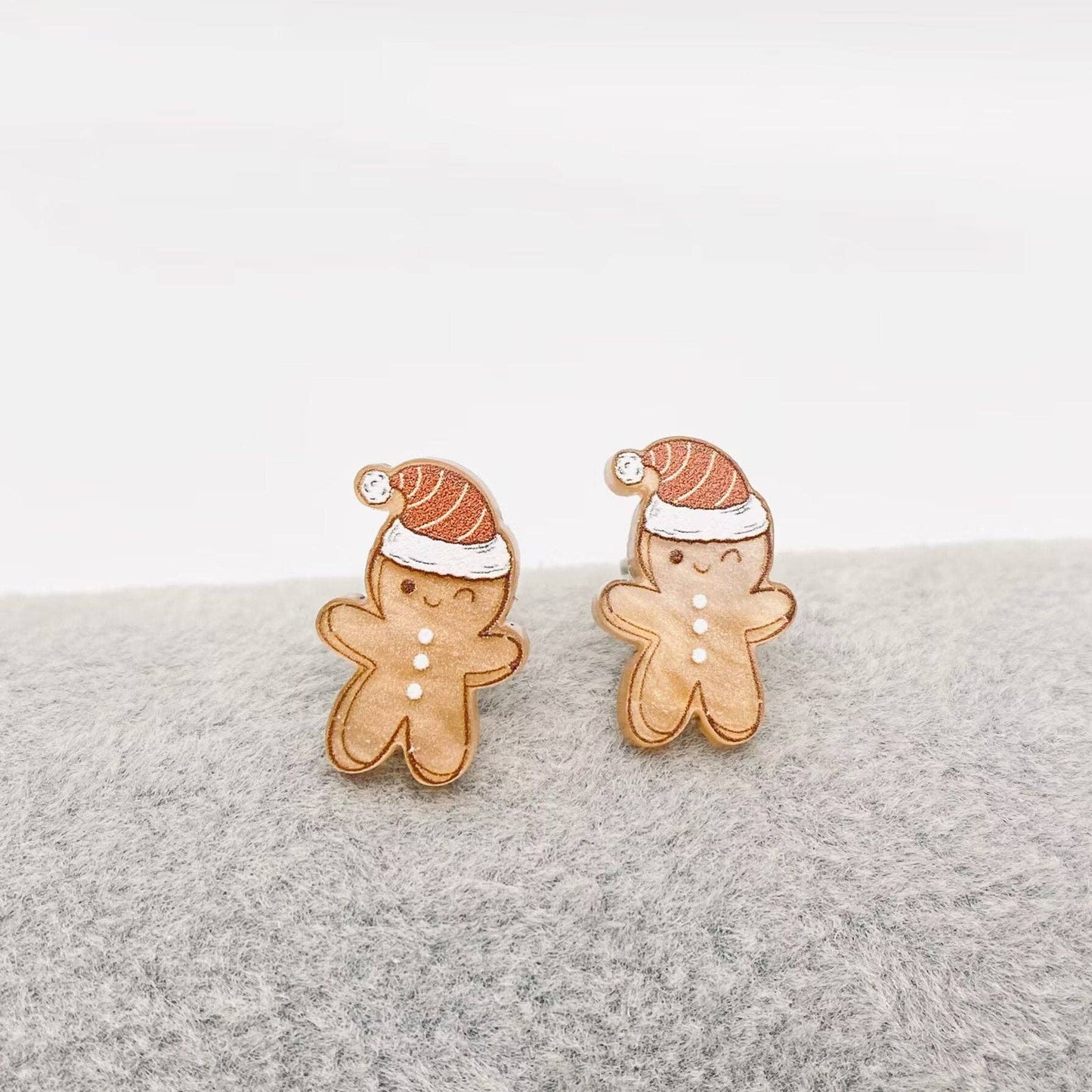 Tree,Gingerbread Man,Snowman,Crutches Ear Studs MIO57149