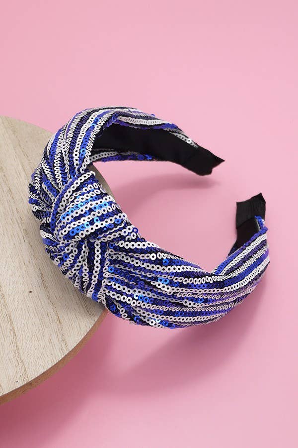 SEQUIN STRIPE EMBELLISHED KNOT HEADBAND 40HB145