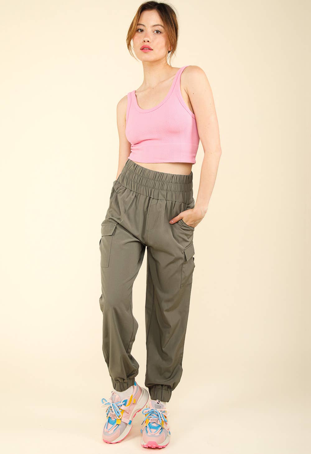 High Waisted Cargo Active Joggers w/ Pockets 1460-NPSJ