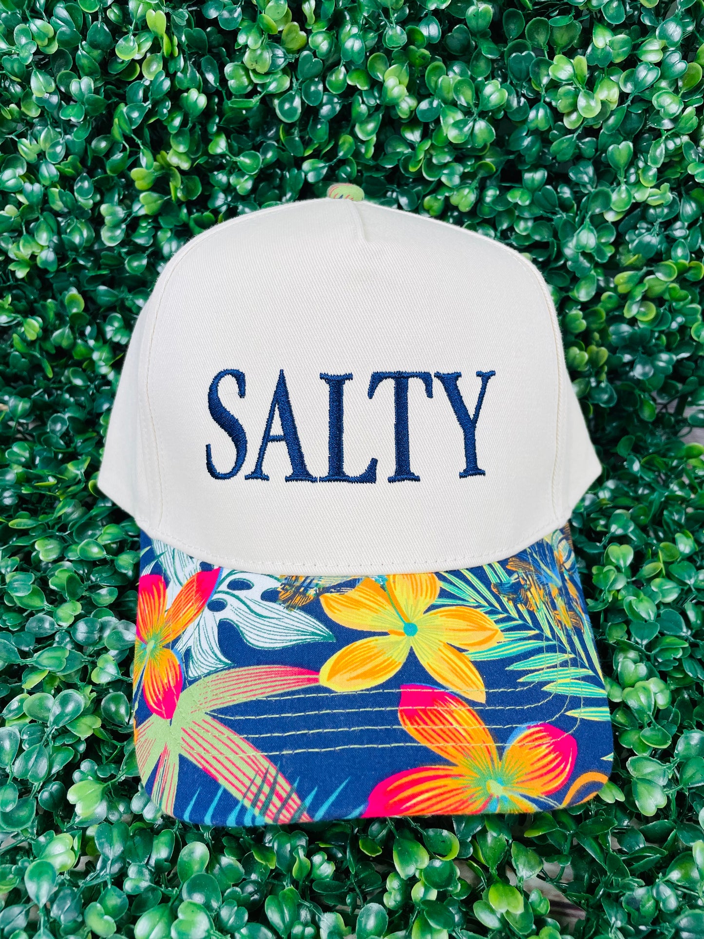 Salty Lettering Embroidery Floral Two-Tone Hat  SFH38
