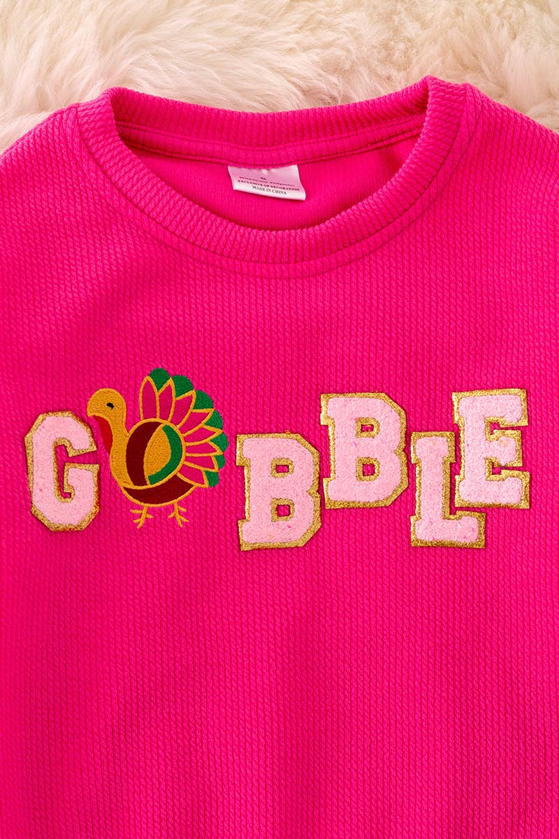 Gobble, Gobble" W/Thanksgiving applique TOP. TPG40924