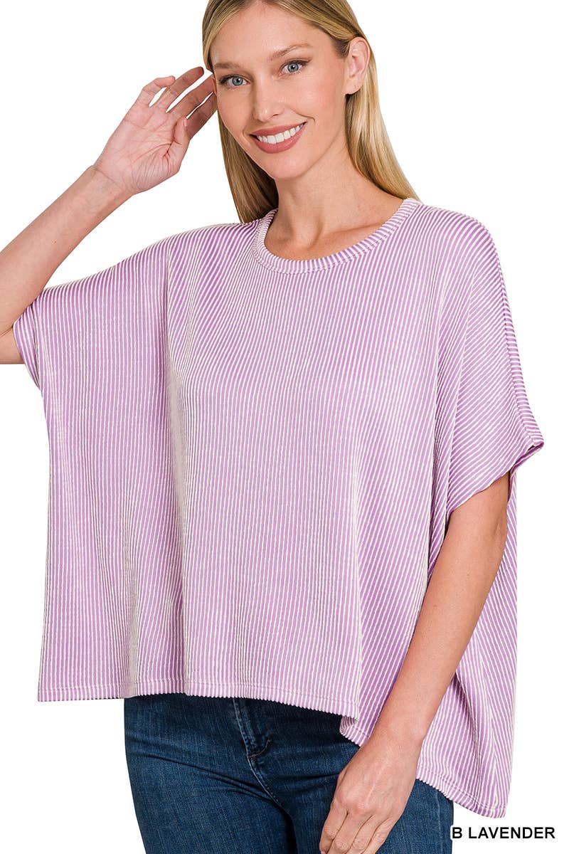 Ribbed Pin-striped Oversized Top 42PO-PS