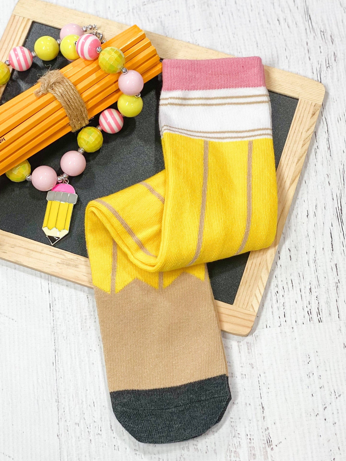 Pencil Print Tube Socks