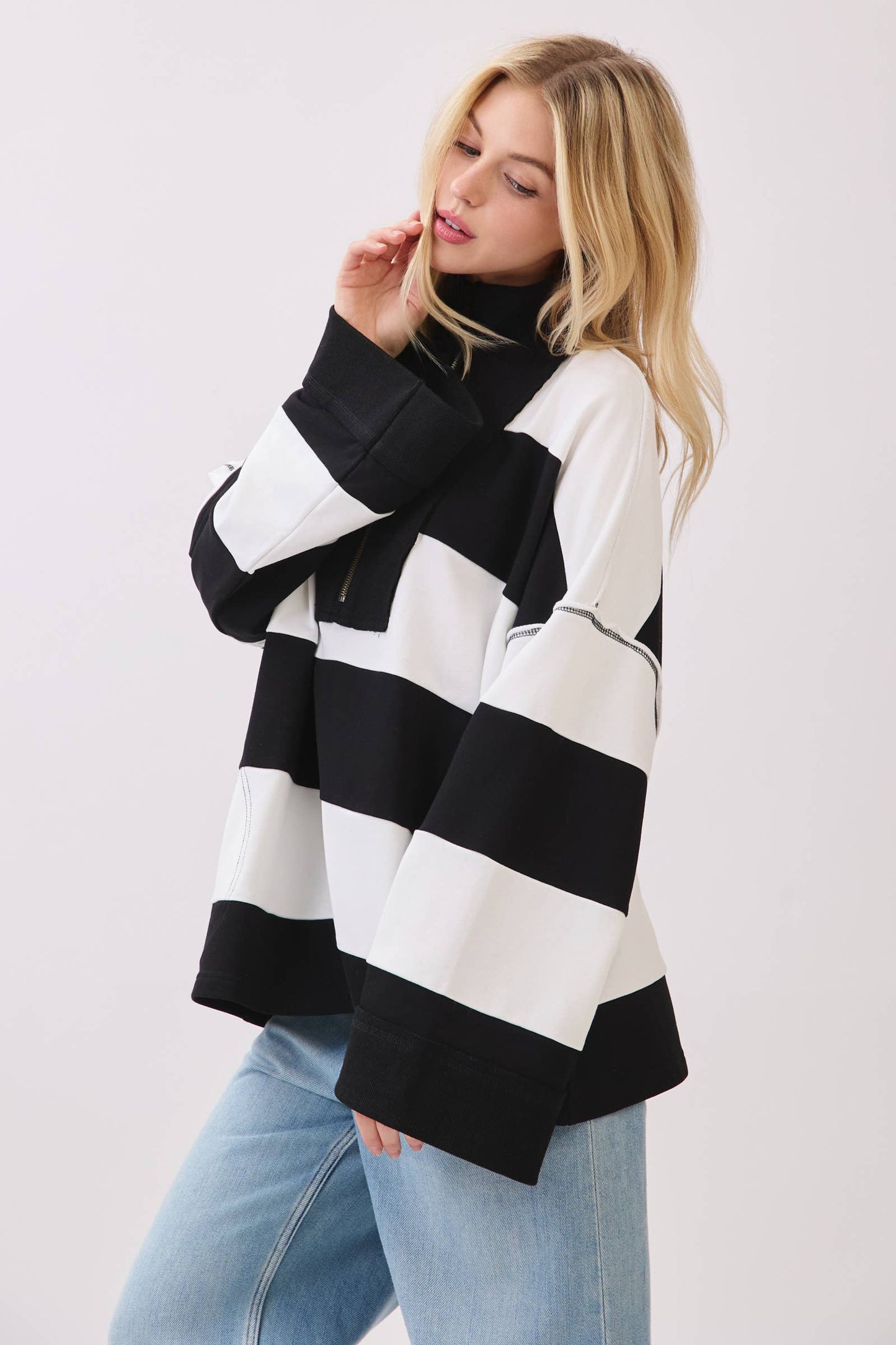 Game day Varsity Stripe Zip Pullover-GDVSP