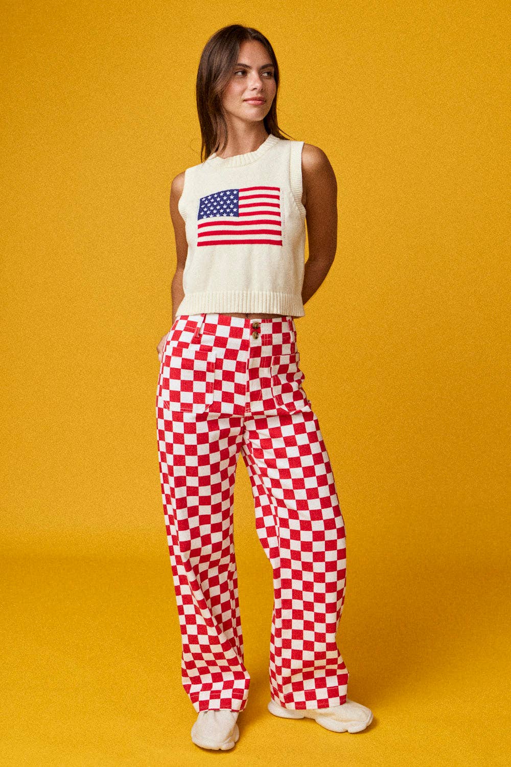 Demi Checkered Bottoms w Elastic Band-10425br