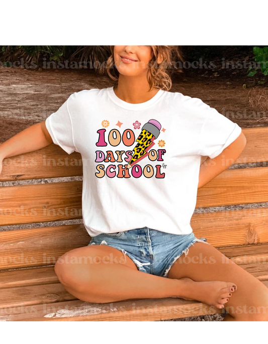 100 DAYS OF SCHOOL CHEETAH PENCIL LIGHTNING- T-SHIRT- (GILDAN/LAT)