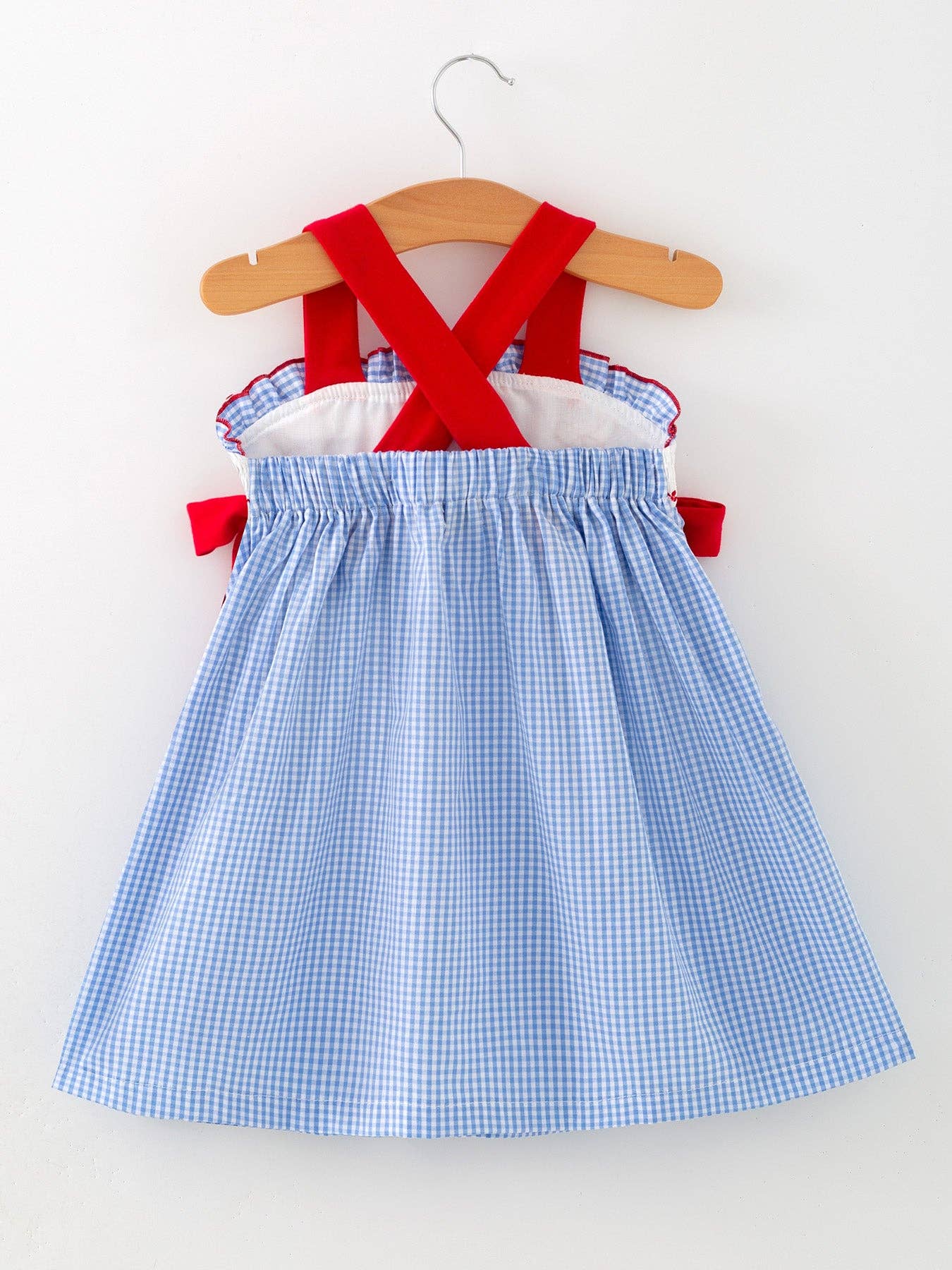 Toddler Girls Blue Plaid Baseball Smocked Dress 011226AJ
