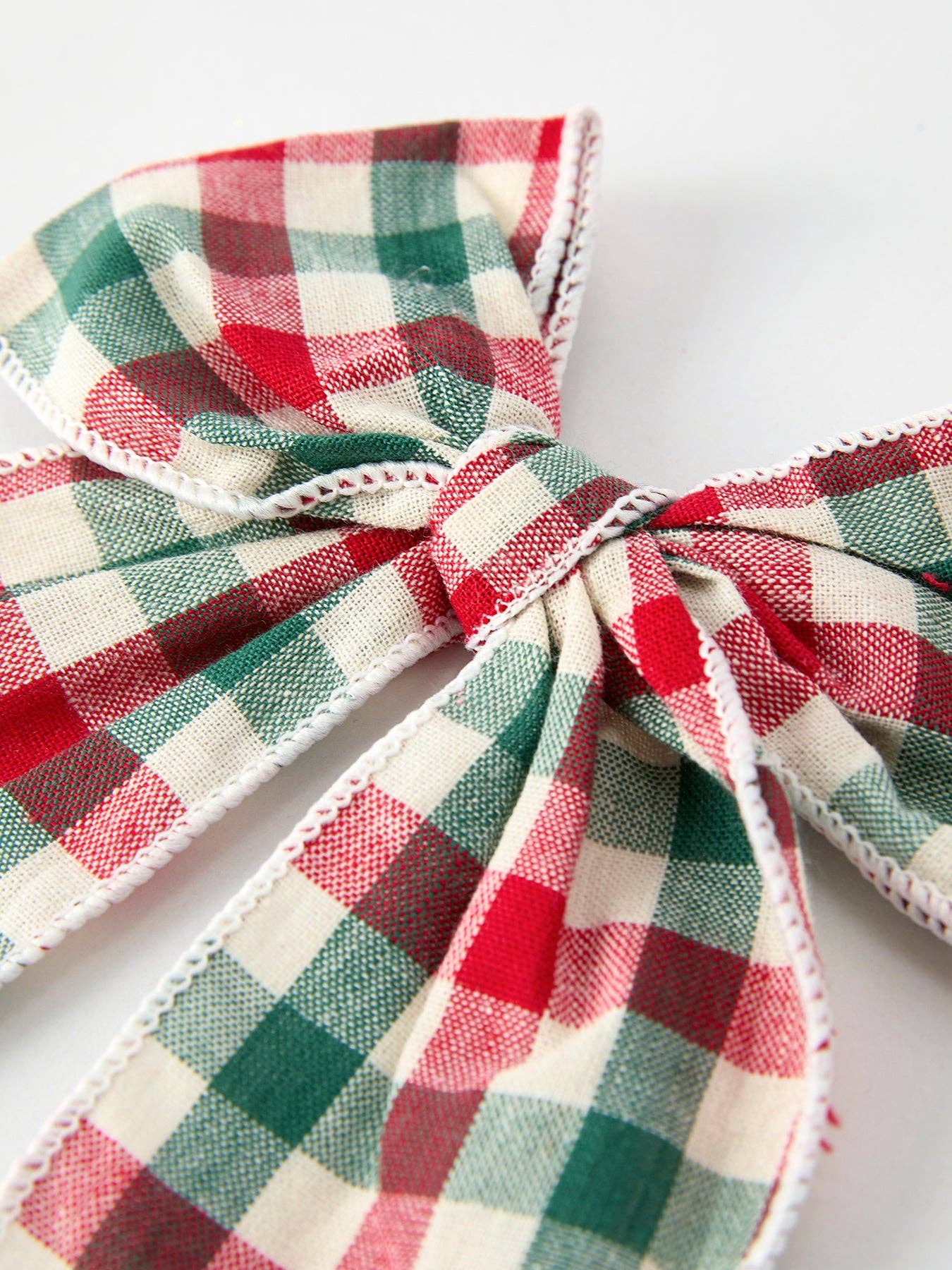 Christmas Red，Green and White Plaid Bow 5 Inch Hairpin 103025AS