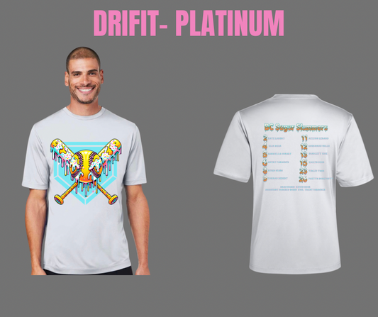 BC Sugar Slammers - CORE365 DRIFIT TSHIRT- (PLATINUM) THESE ALL HAVE PINK FONT
