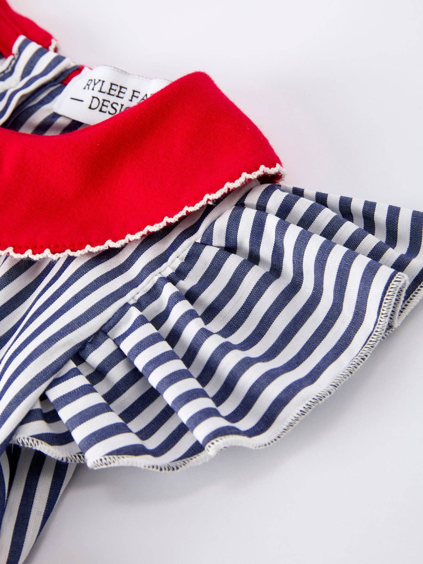 Girls Baseball Striped Ruffle Sleeve Romper 011226AJ