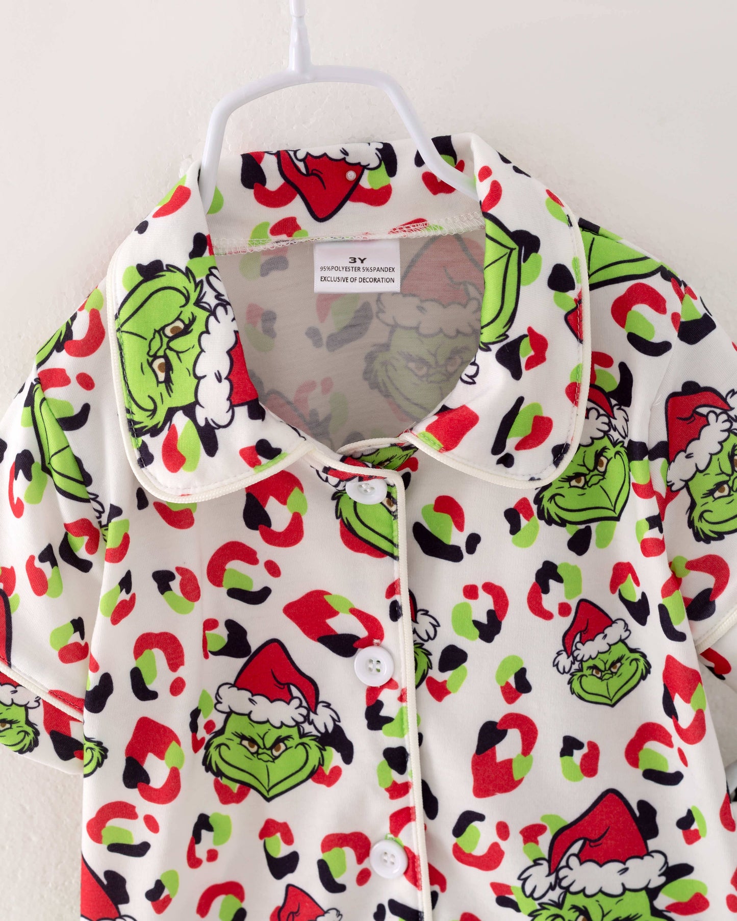 Grinch Leopard Girl Pajamas Sleepwear Kids Clothes Grinch Pajamas PJG40243