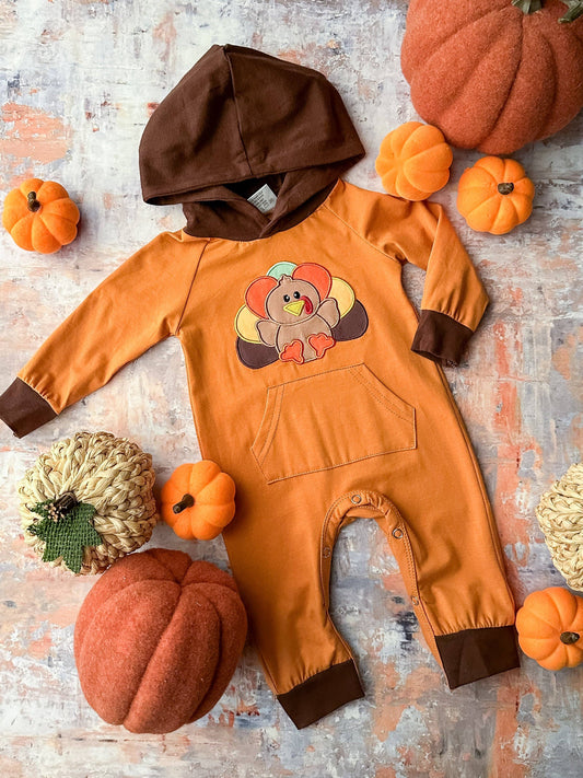 Gobble Gobble Turkey Hooded Onesie- 101425br