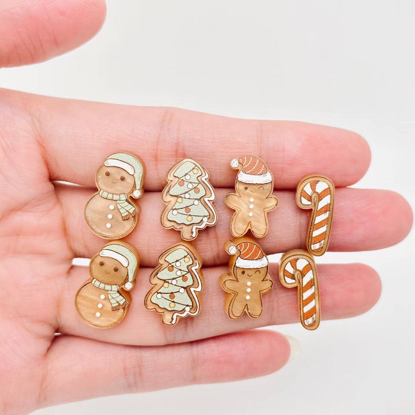 Tree,Gingerbread Man,Snowman,Crutches Ear Studs MIO57149