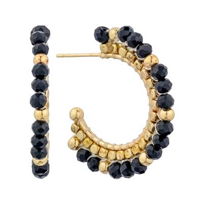 Black Crystal Hoop Earring CE3381