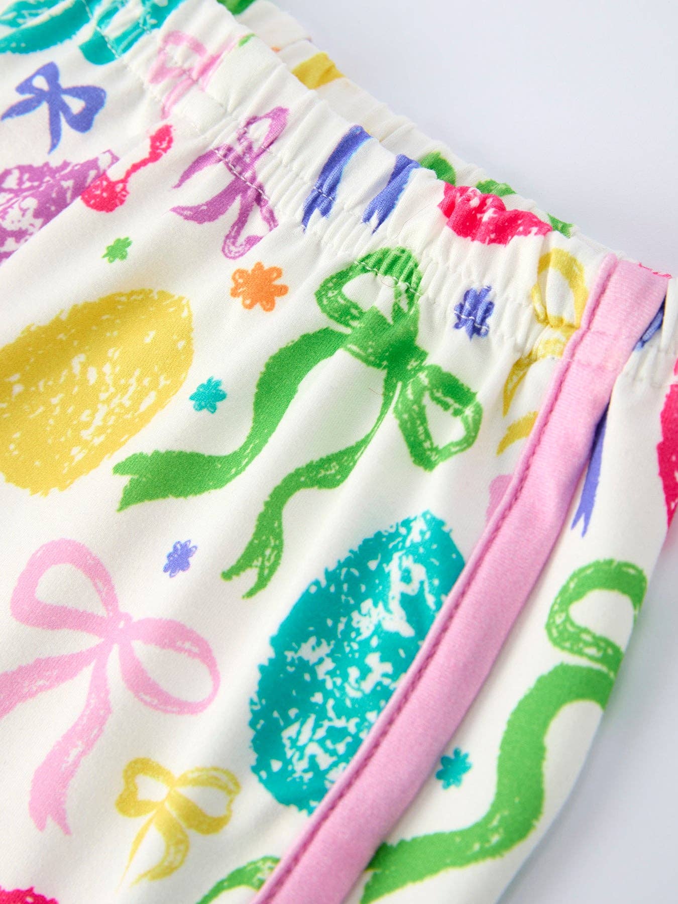 Rainbow Easter Egg Print Bow Sleeveless Vest Top and Shorts Set AJ12126