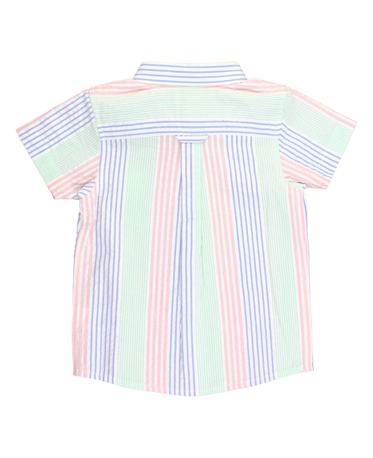 Boys Multi-Color Seersucker Short Sleeve Button Down Shirt  09887