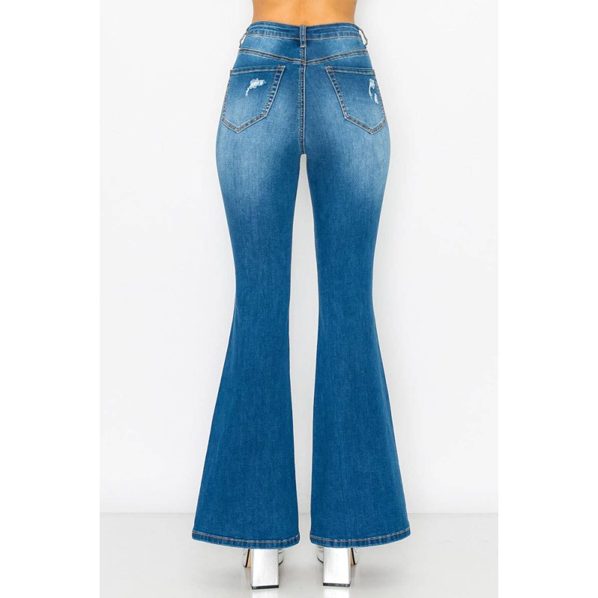 BLOWN OUT DESTRUCTED FLARE DENIM JEANS  GUPW-283