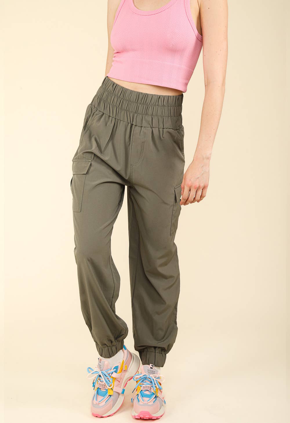 High Waisted Cargo Active Joggers w/ Pockets 1460-NPSJ