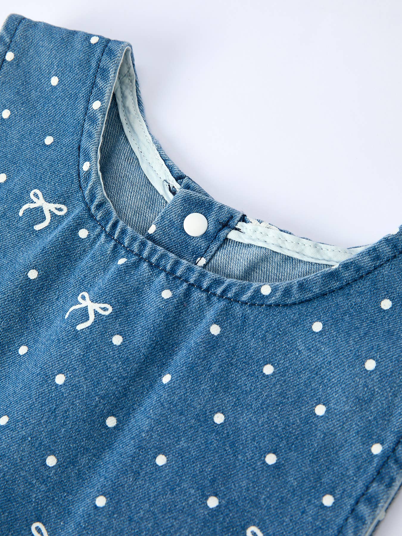 Spring Bow Dot Denim Ruffle Top and Pants Set02182026MG1