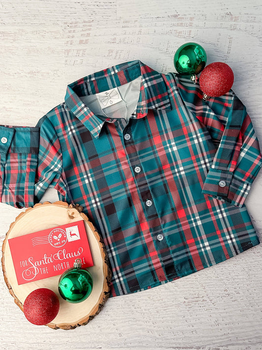 Boy's Red & Green Plaid Shirt BF-60216