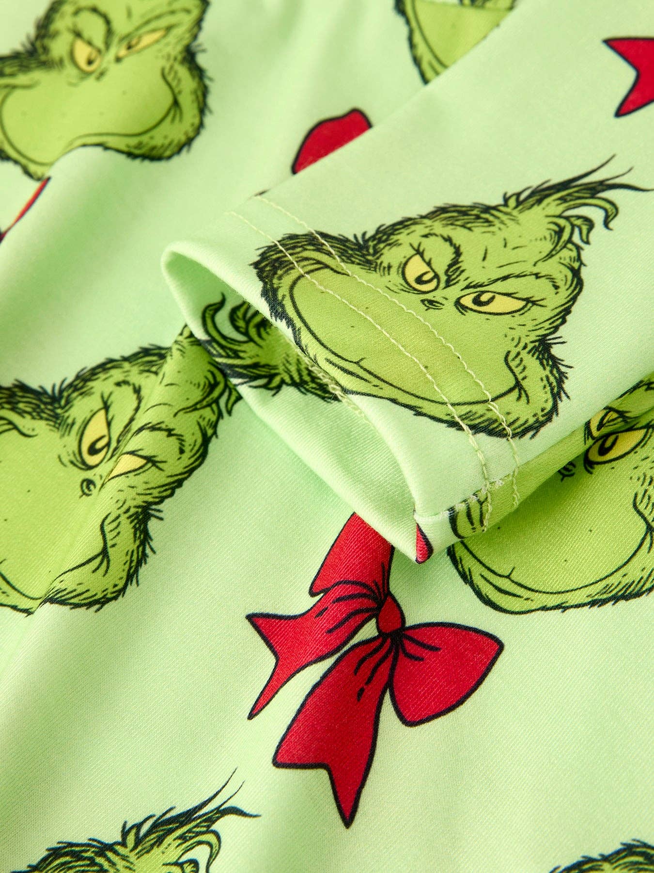 Winter Christmas Grinch Bow Print Green Girls Dress-WCGBP
