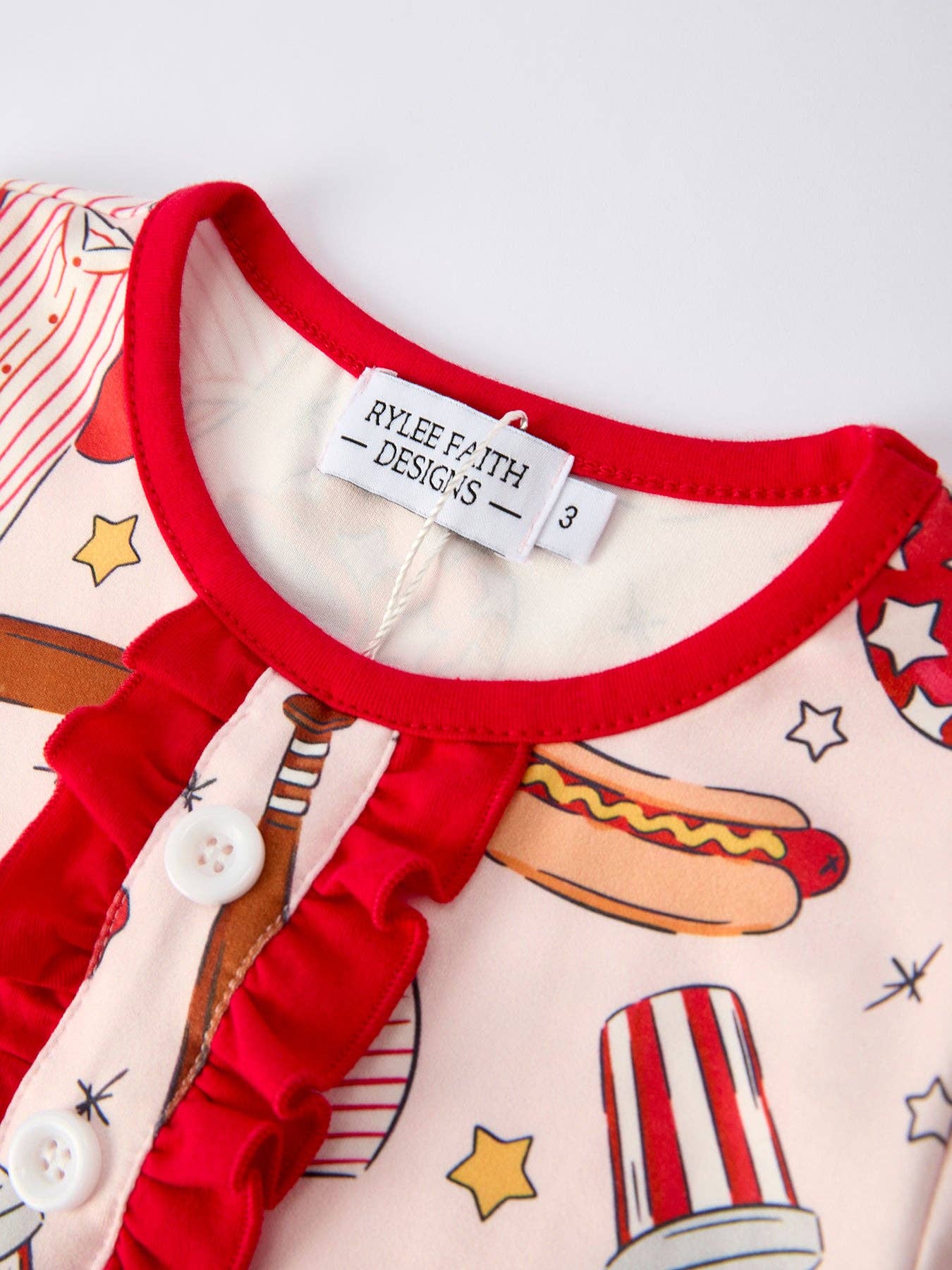 Girls Set with Red Bows Baseball Print 011226AJ