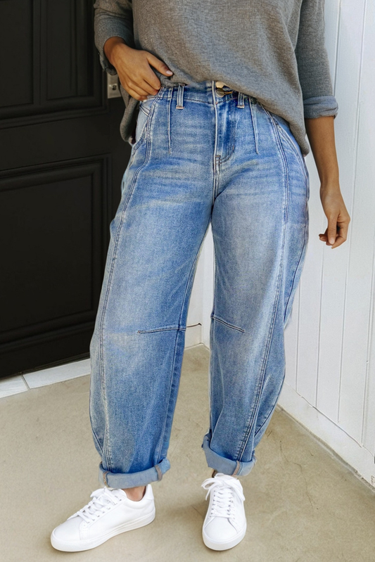 Multi Seam Detail Barrel Jeans 2.13.