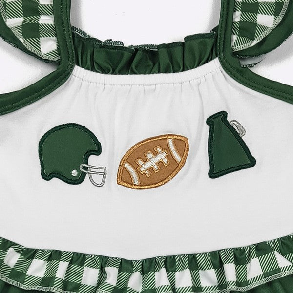 bears Team Spirit Girls Dress-Green Embroidery