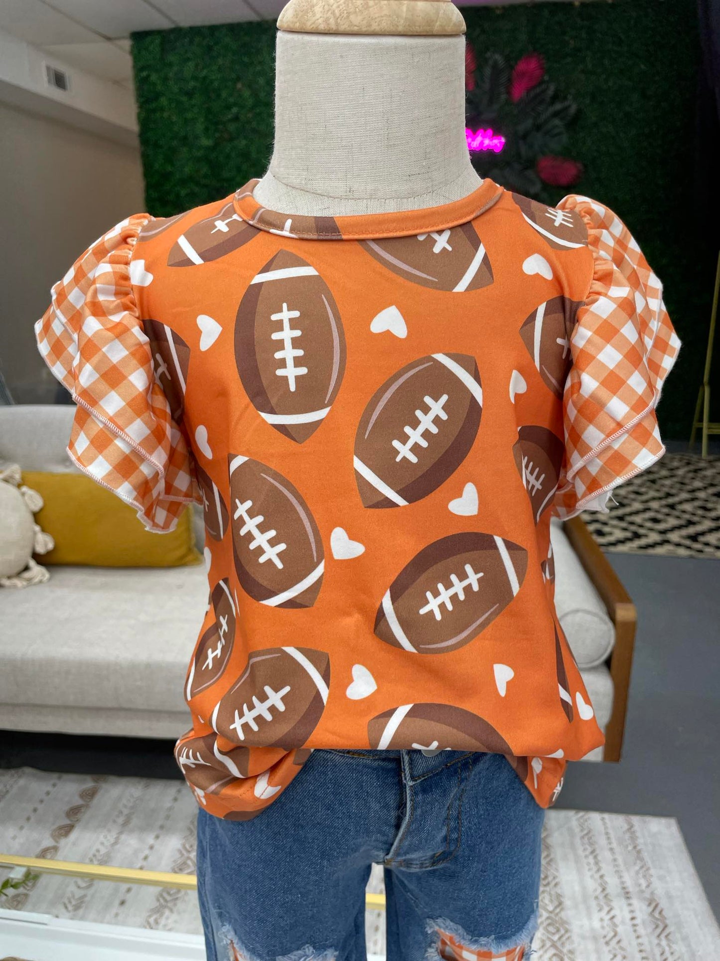 Bobcats Gingham Football Girls Shirt BGF-FGS