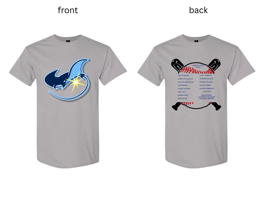 STING RAYS TEEBALL - TSHIRT- (GILDAN) - GRAVEL (FRONT AND BACK IMAGES)