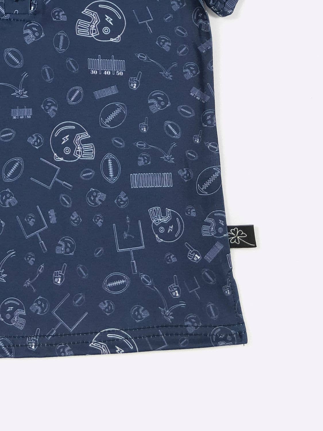 Football Field Goal Boy Collar Shirt-Navy-FFGBSN