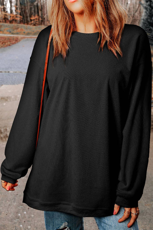 Ribbed Corded Oversized Sweatshirt LD2531
