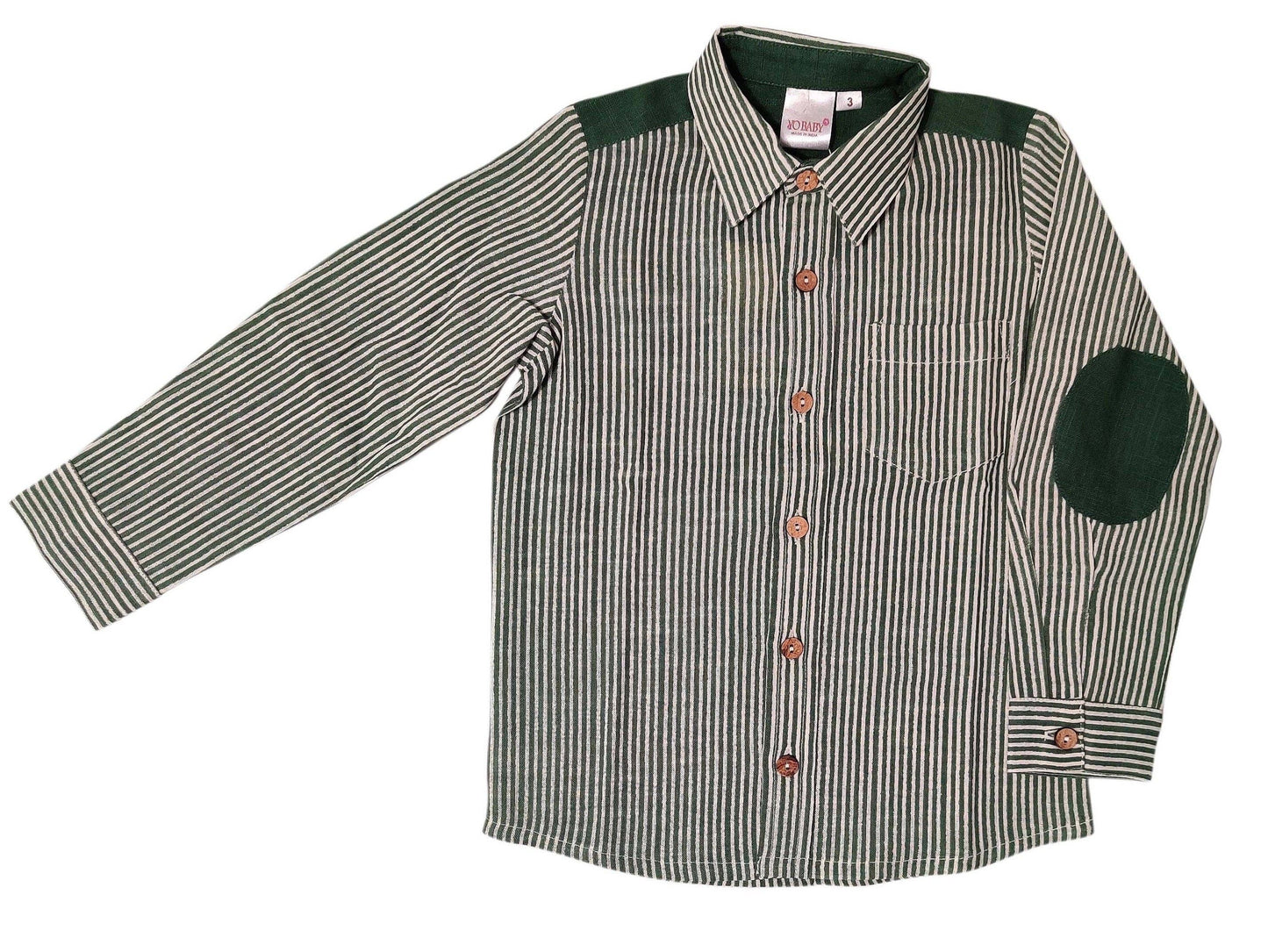 Boys Striped Shirt - Olive Green YB1962