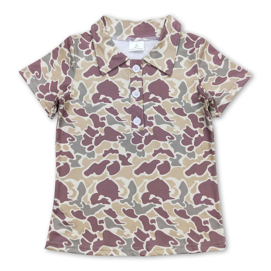 Short sleeves camo kids boys polo shirt BT0640