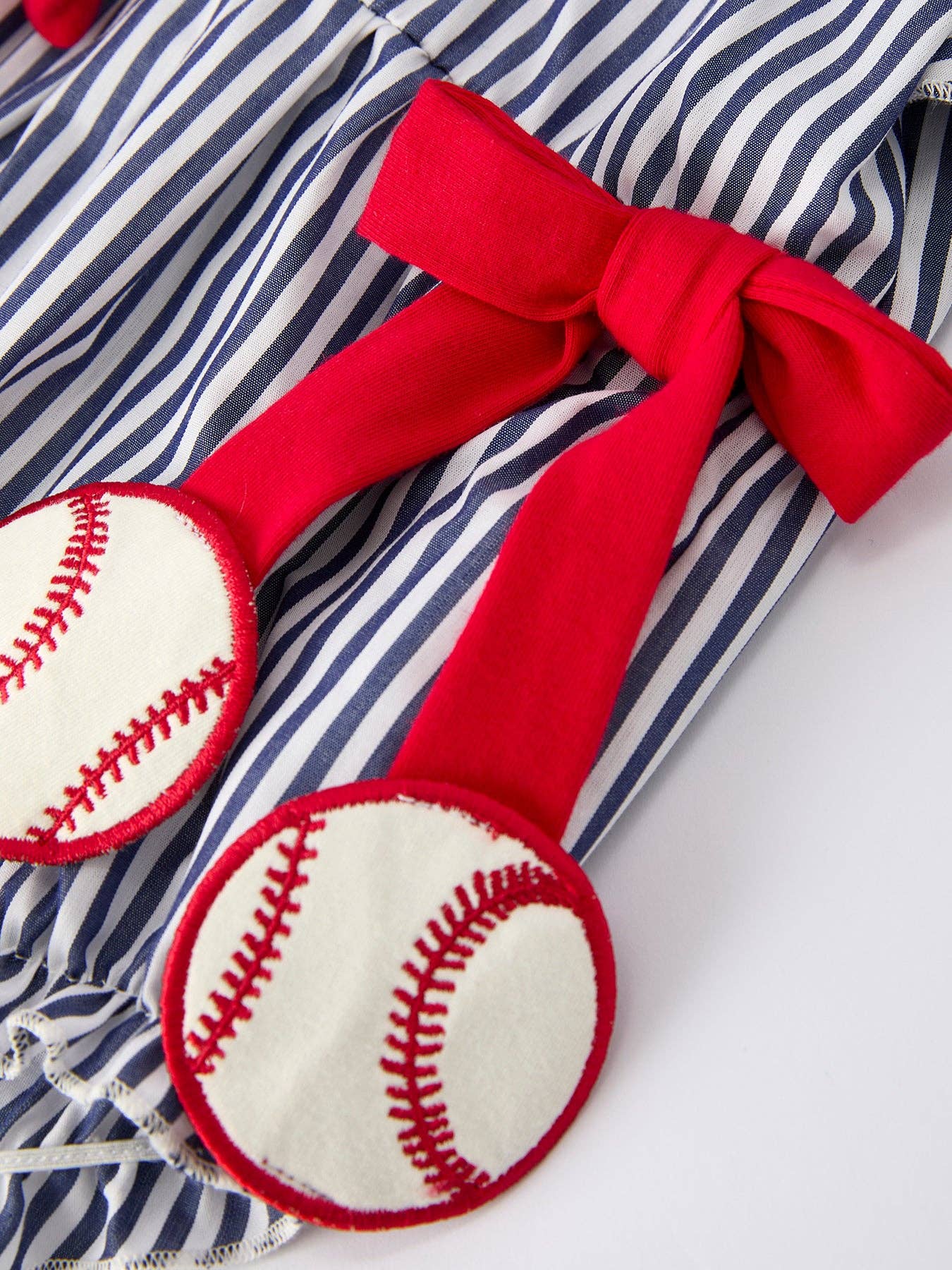 Girls Baseball Striped Ruffle Sleeve Romper 011226AJ