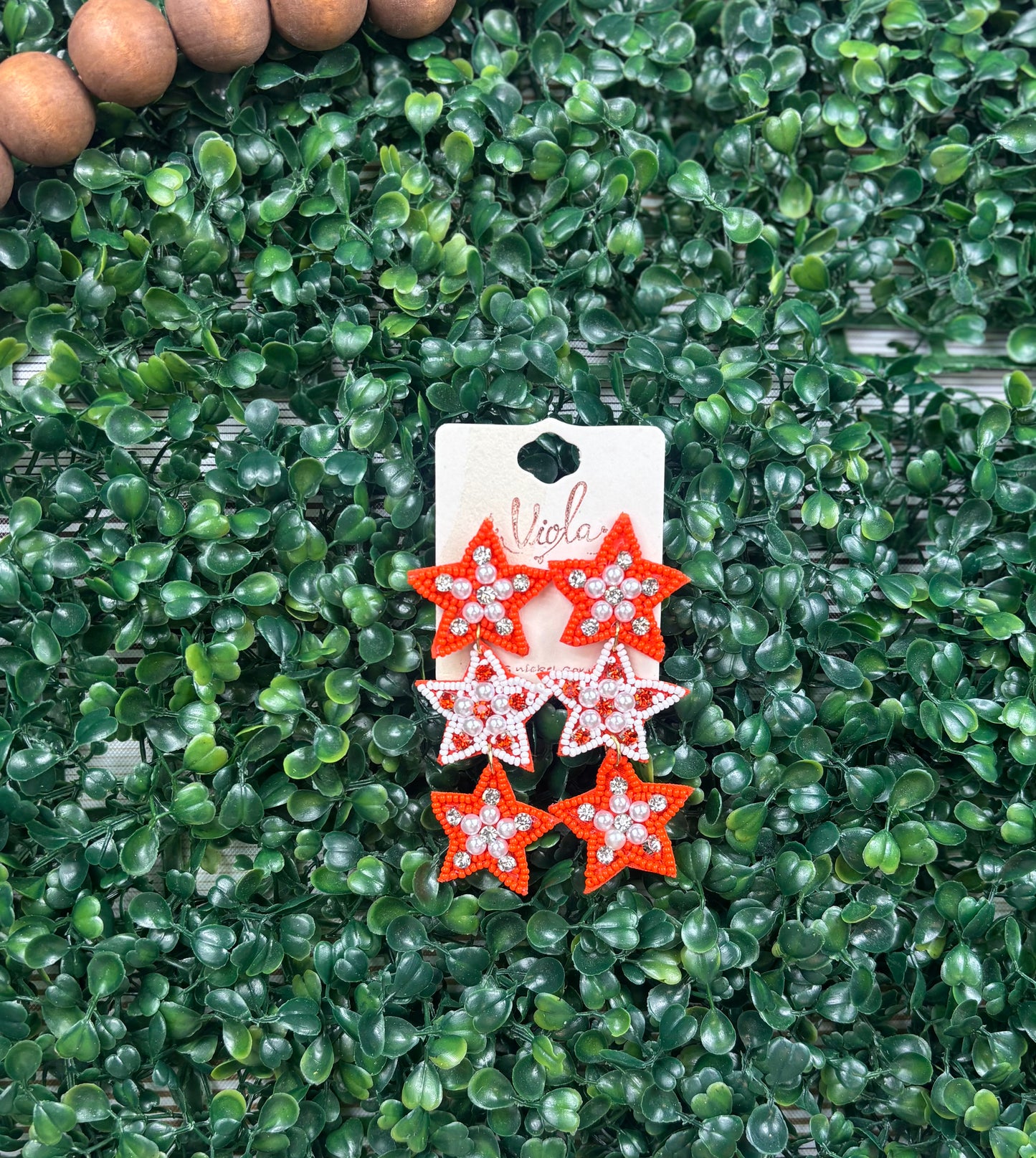 Orange Stars Game Day Earrings-110325br