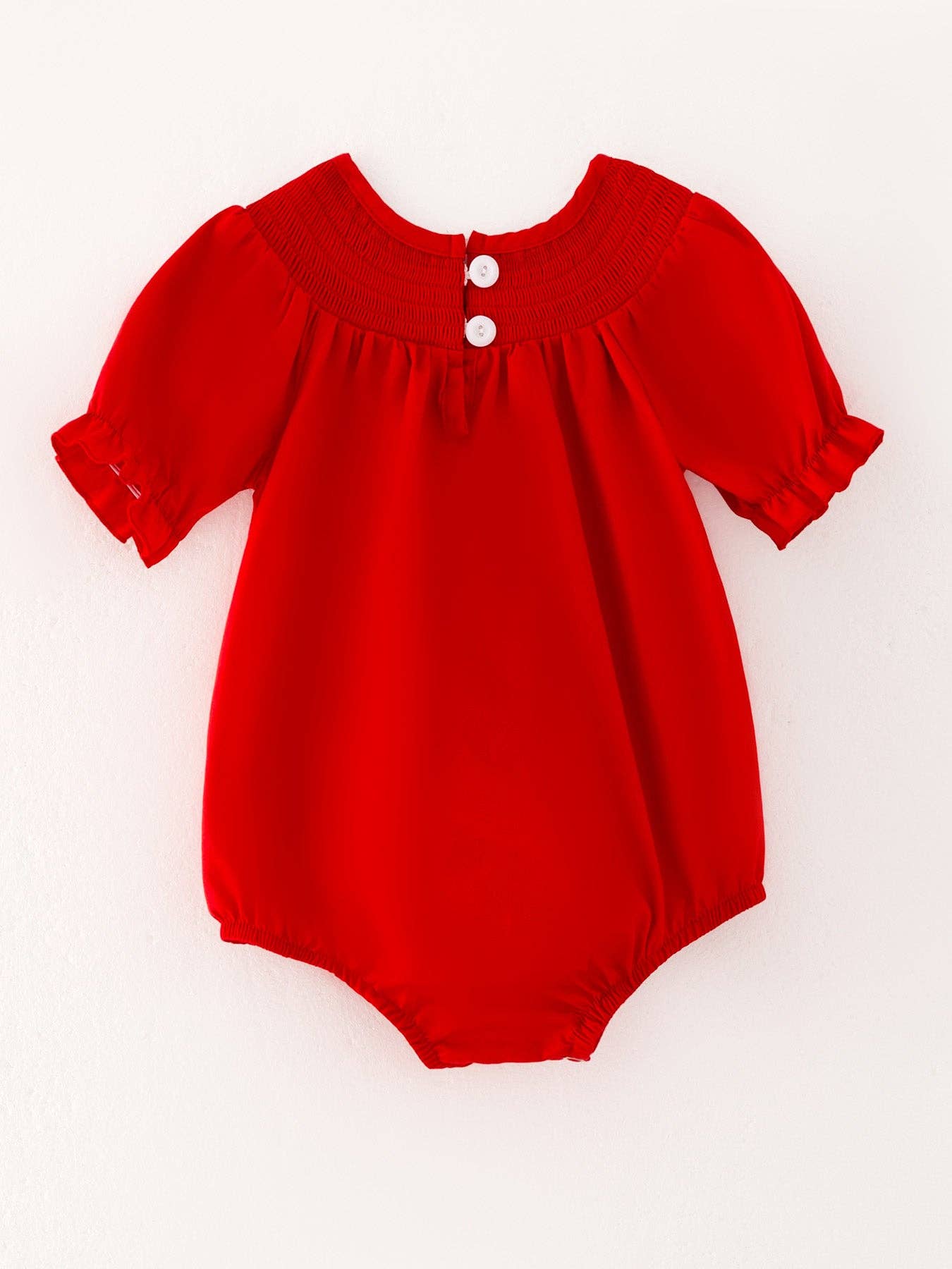 Girls Bow Smocking Embroidered Red Romper RPG41121