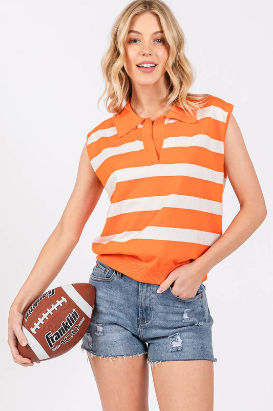STRIPED SLEEVELESS SWEATER TOP- SSST2