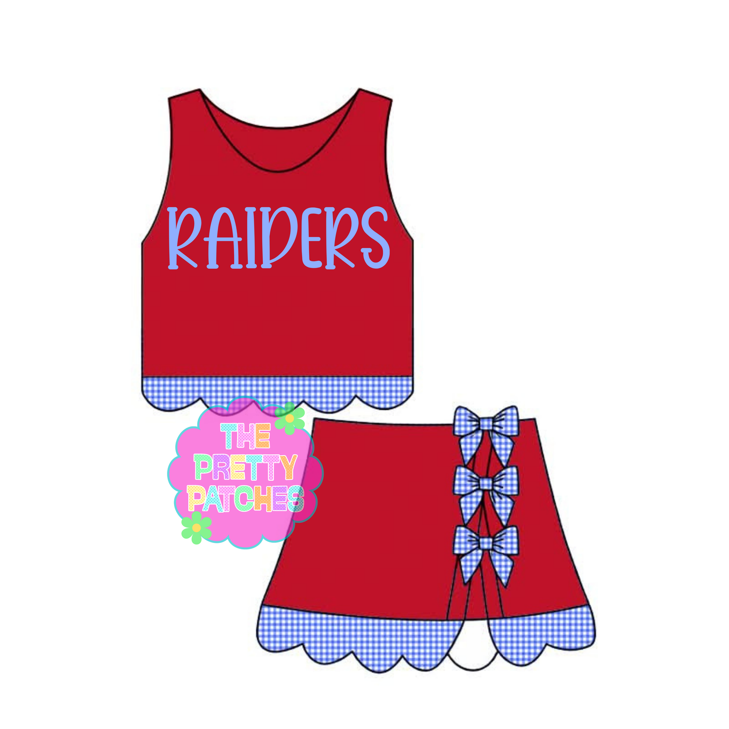 RAIDERS GINGHAM SCALLOP ATHLETIC SKORT SET (PREORDER)