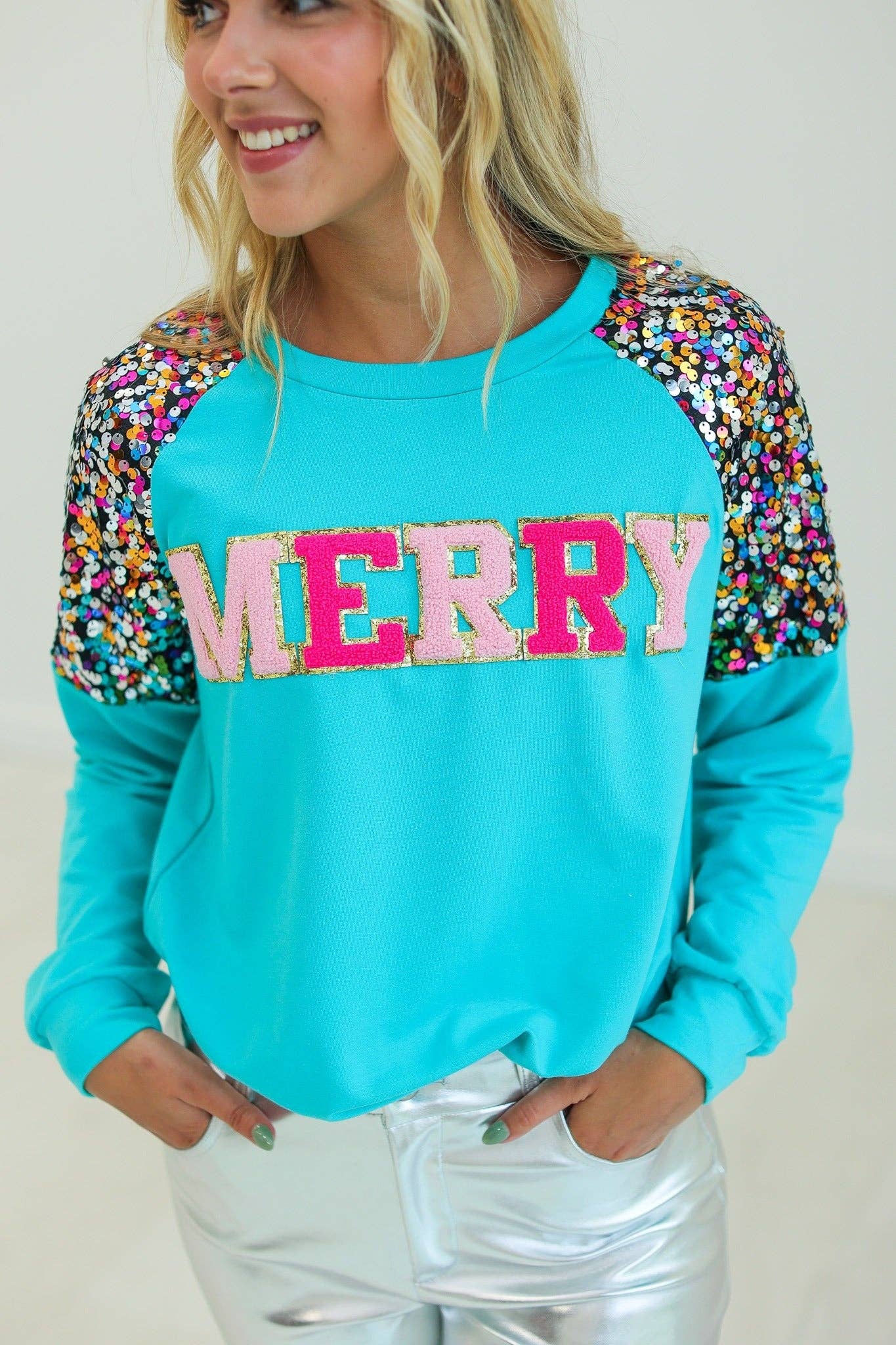 MERRY Turquoise Sweatshirt  5456