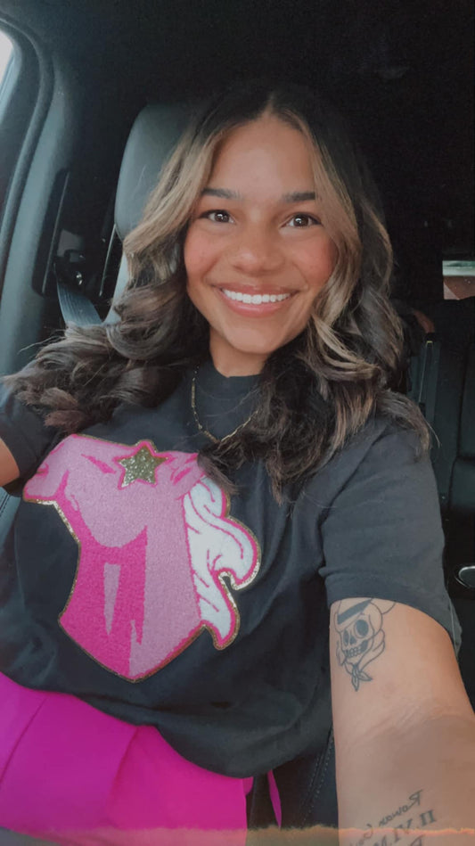 Mustang Pink Chenille patch